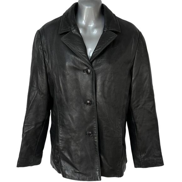 Vintage Leather Jacket Tibor Leathers Black Coat Women's Petite Size Large - Picture 11 of 11